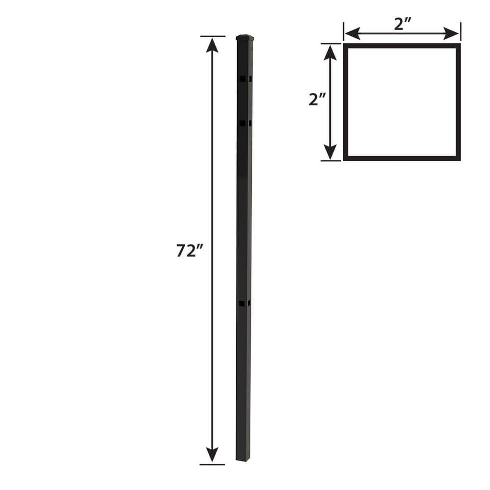 FORGERIGHT 72 in. 4 ft. Black Osprey Black Aluminum Fence Corner Post with Flat Cap