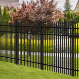 FORGERIGHT 84 in. x 5 ft. Osprey Black Aluminum Fence Line Post with Flat Cap (6-Pack)