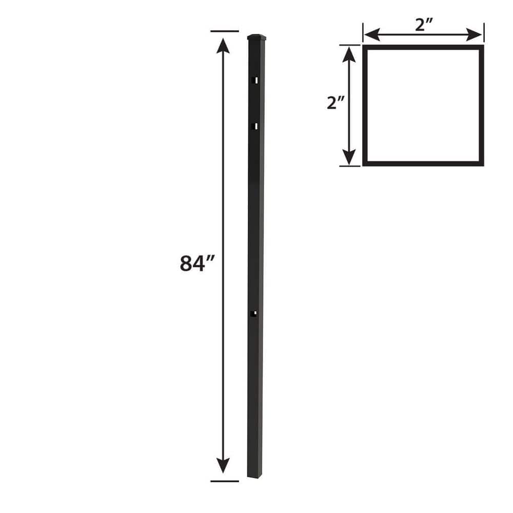 FORGERIGHT 84 in. x 5 ft. Osprey Black Aluminum Fence Line Post with Flat Cap (6-Pack)