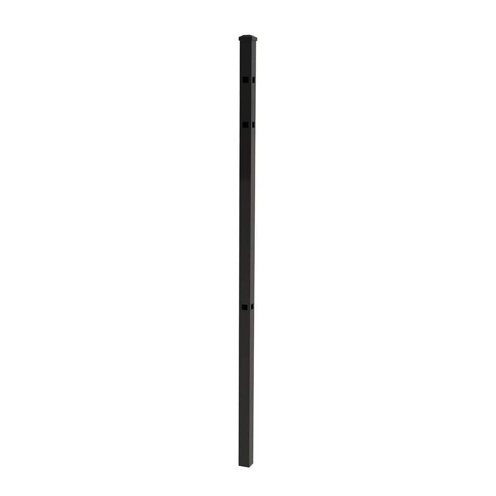 FORGERIGHT 84 in. x 5 ft. Osprey Black Aluminum Fence Corner Post with Flat Cap