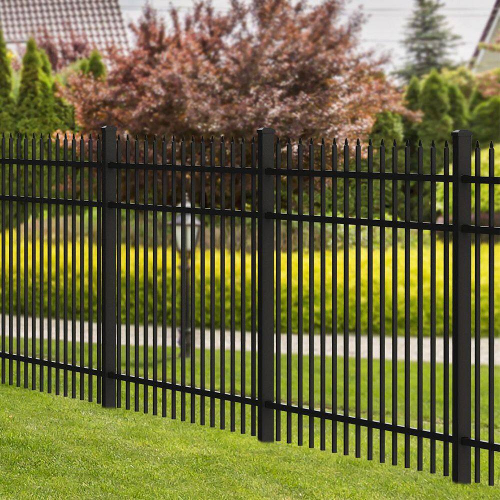 FORGERIGHT 96 in. x 6 ft. Osprey Black Aluminum Line Post with Flat Cap