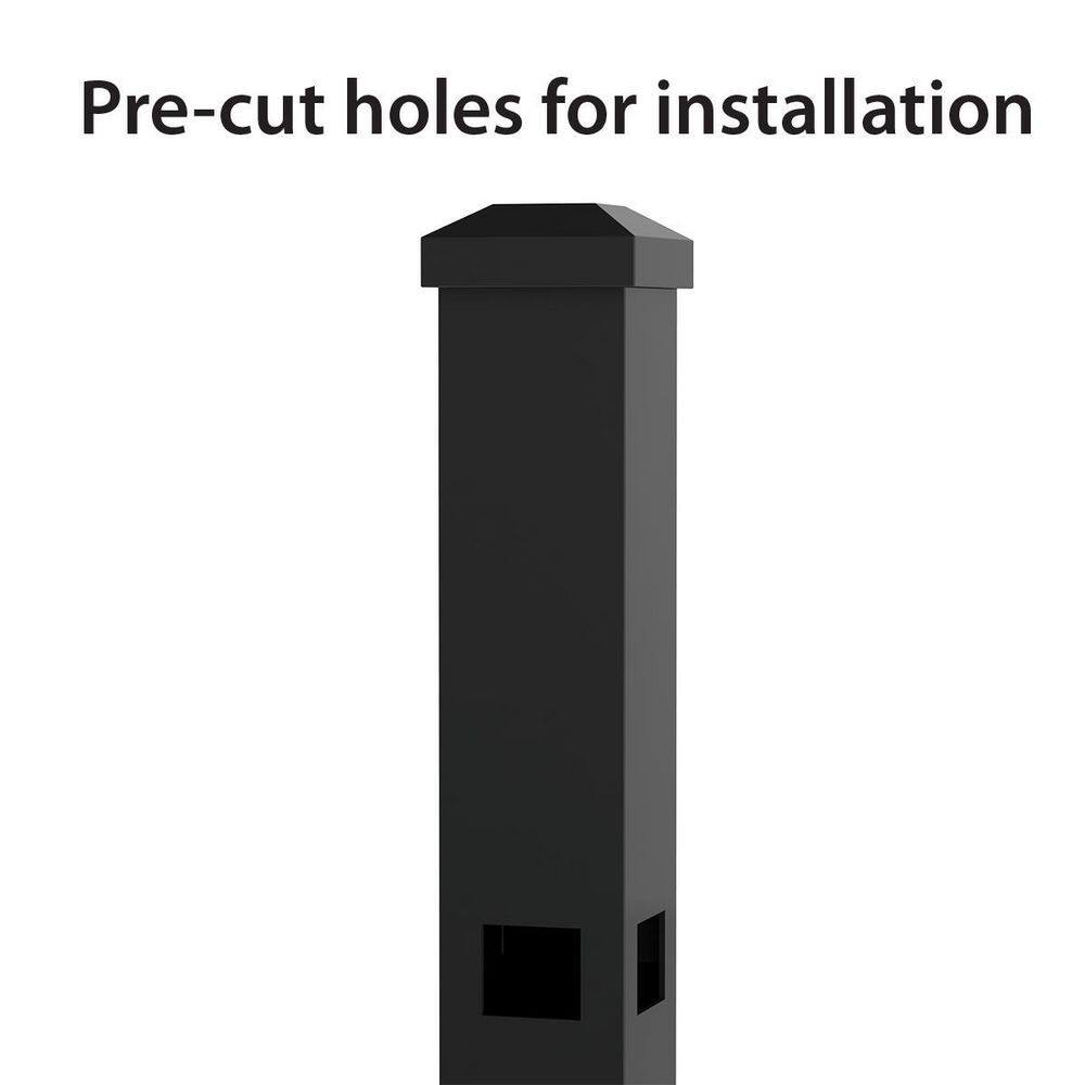 FORGERIGHT 96 in. x 6 ft. Osprey Black Aluminum Corner Post with Flat Cap