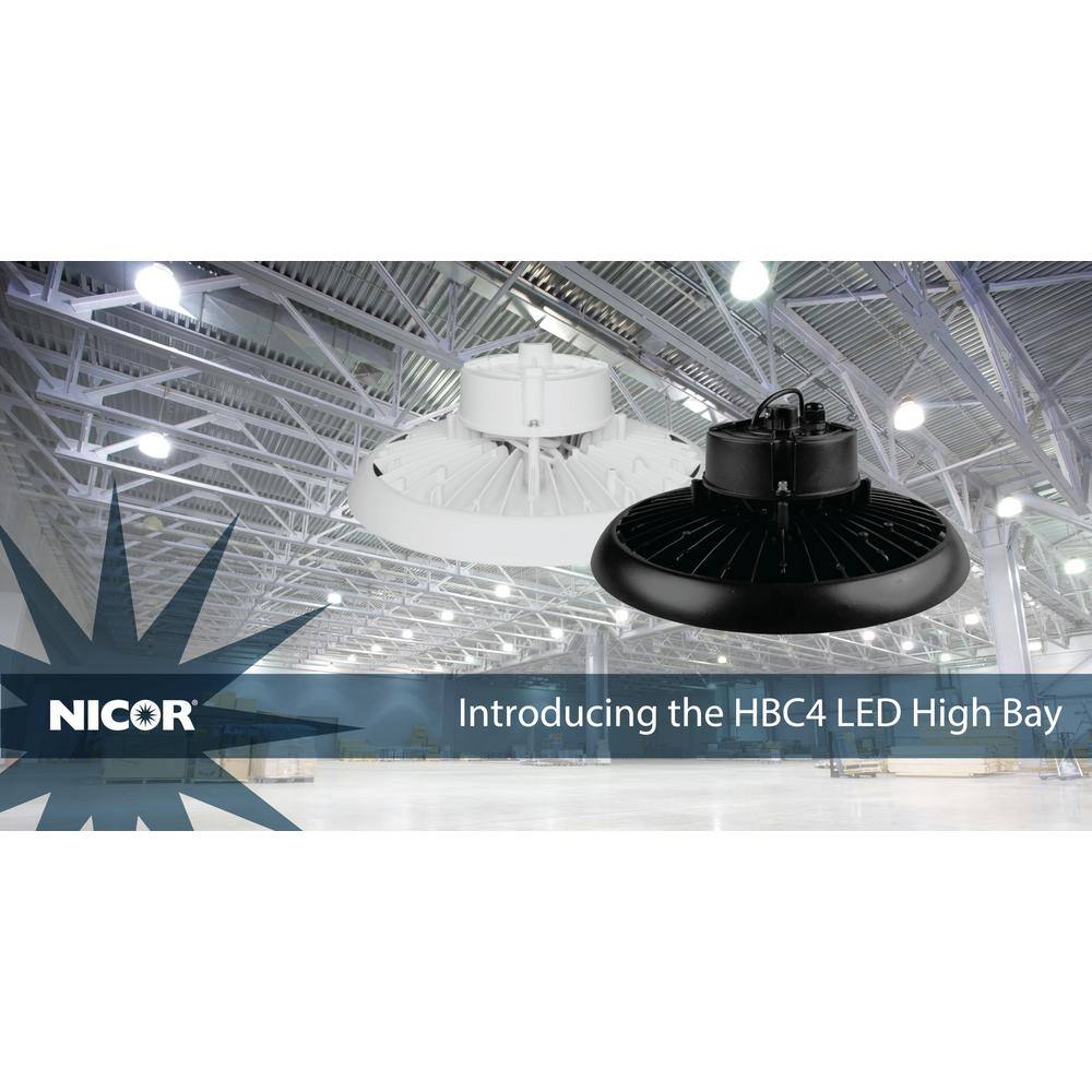 NICOR HBC4 14.2 in. 1000-Watt Equivalent Integrated LED Black High Bay Light 4000K