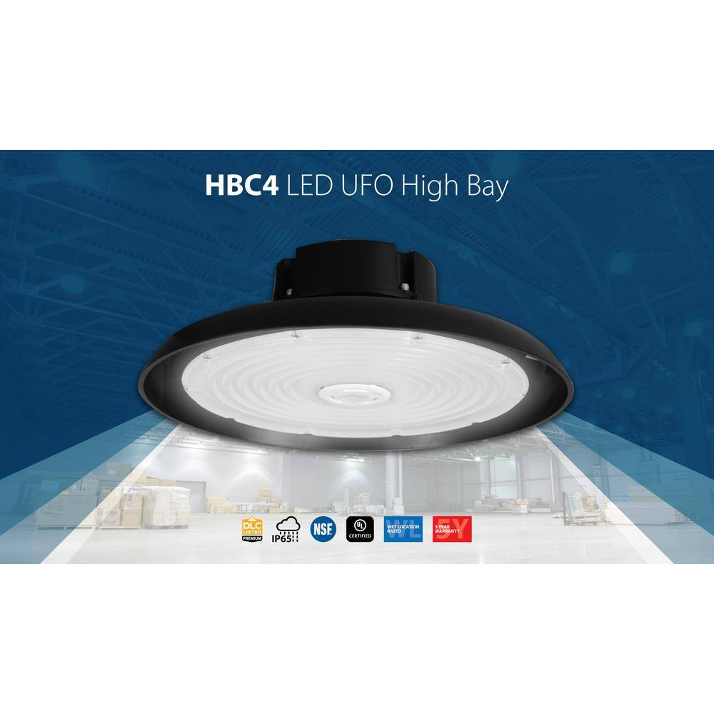 NICOR HBC4 14.2 in. 1000-Watt Equivalent Integrated LED Black High Bay Light 4000K