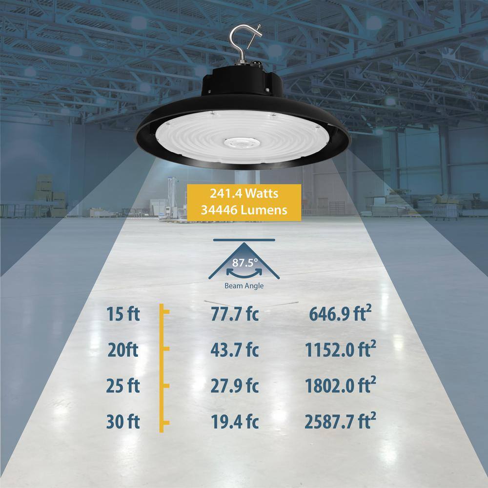 NICOR HBC4 14.2 in. 1000-Watt Equivalent Integrated LED Black High Bay Light 4000K