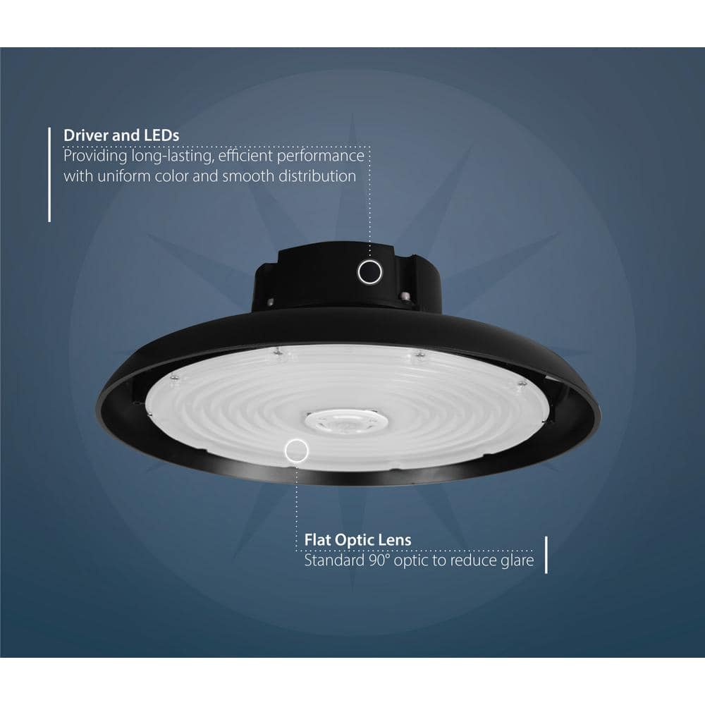 NICOR HBC4 14.2 in. 1000-Watt Equivalent Integrated LED Black High Bay Light 4000K