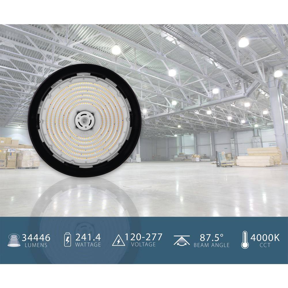 NICOR HBC4 14.2 in. 1000-Watt Equivalent Integrated LED Black High Bay Light 4000K