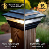 CLASSY CAPS Imperial 4 in. x 4 in. Outdoor Black Cast Aluminum LED Solar Post Cap (2-Pack)