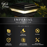 CLASSY CAPS Imperial 4 in. x 4 in. Outdoor Black Cast Aluminum LED Solar Post Cap (2-Pack)