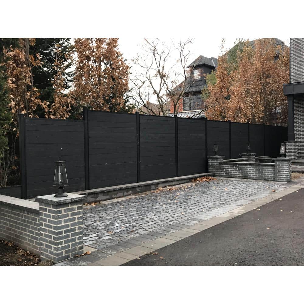 Slipfence 91 in. x 1-1/4 in. x 1-1/4 in. Black Aluminum Fence Channels, for 8ft. High fence, 2 per pack, includes screws