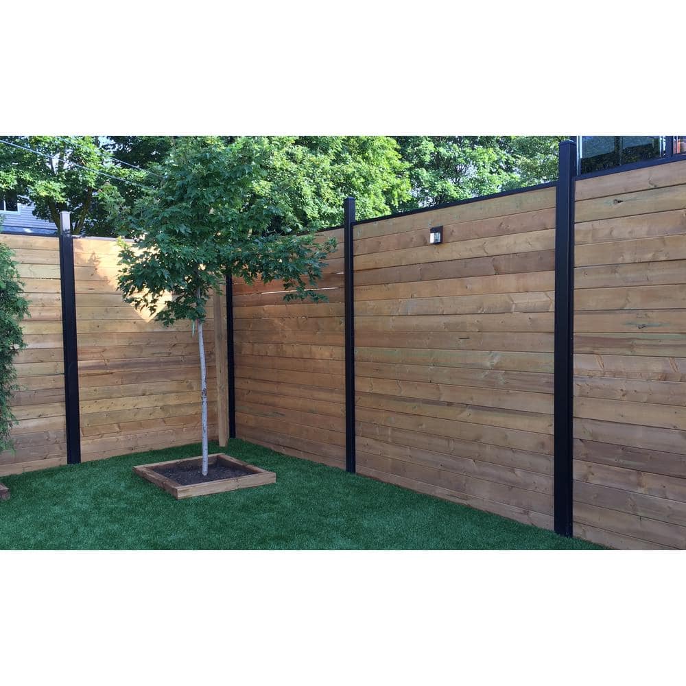 Slipfence 91 in. x 1-1/4 in. x 1-1/4 in. Black Aluminum Fence Channels, for 8ft. High fence, 2 per pack, includes screws