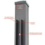 Slipfence 91 in. x 1-1/4 in. x 1-1/4 in. Black Aluminum Fence Channels, for 8ft. High fence, 2 per pack, includes screws