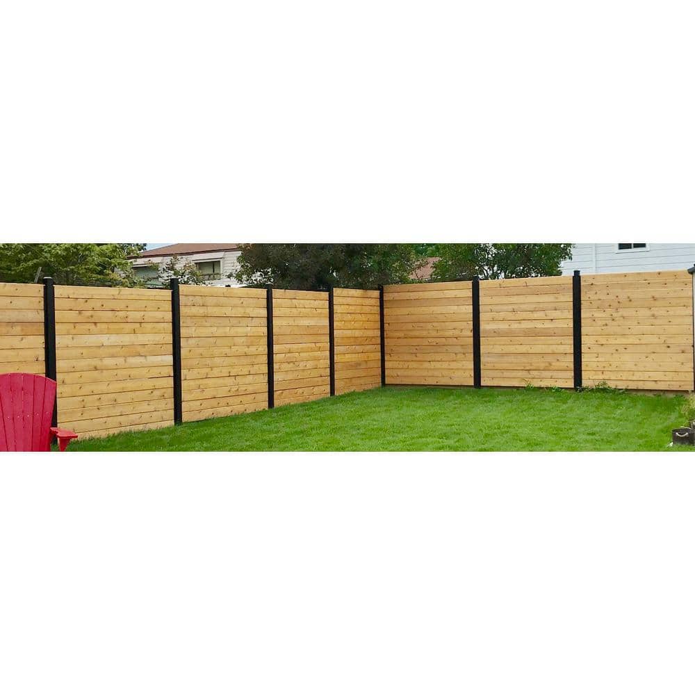 Slipfence 91 in. x 1-1/4 in. x 1-1/4 in. Black Aluminum Fence Channels, for 8ft. High fence, 2 per pack, includes screws