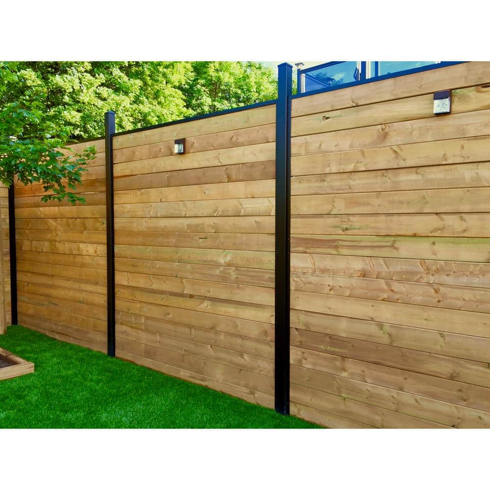 Slipfence 91 in. x 1-1/4 in. x 1-1/4 in. Black Aluminum Fence Channels, for 8ft. High fence, 2 per pack, includes screws