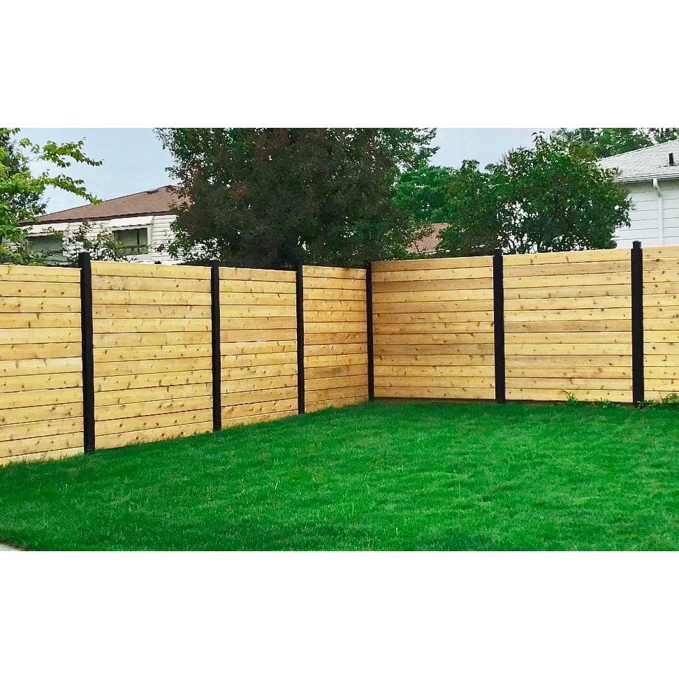 Slipfence 91 in. x 1-1/4 in. x 1-1/4 in. Black Aluminum Fence Channels, for 8ft. High fence, 2 per pack, includes screws