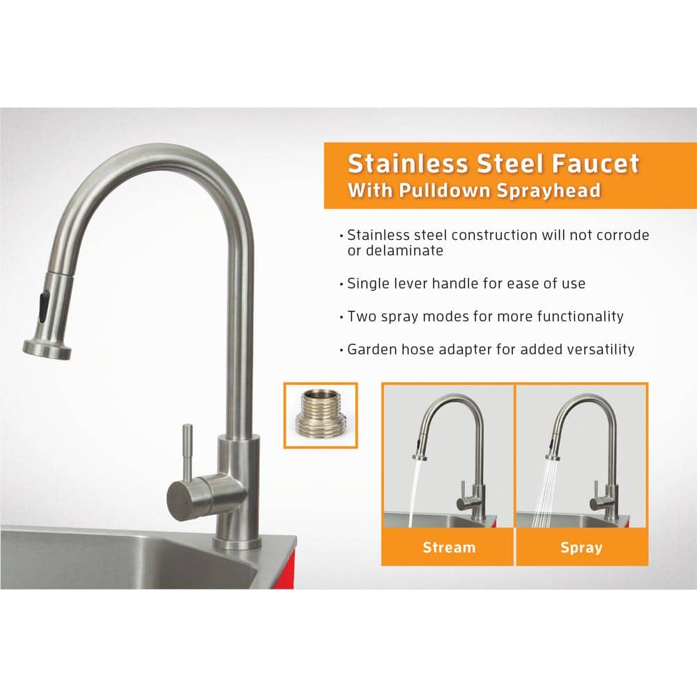 Presenza All-in-One 28 in. x 22 in. x 33.8 in. Stainless Steel Drop-In Sink and Cabinet with Faucet in Black