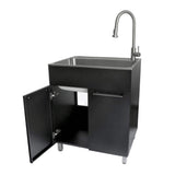 Presenza All-in-One 28 in. x 22 in. x 33.8 in. Stainless Steel Drop-In Sink and Cabinet with Faucet in Black