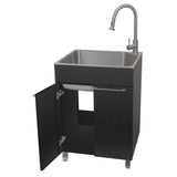 Presenza 24 in. Stainless Steel Drop-In Sink and Cabinet with Black Faucet