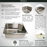 Presenza 24 in. Stainless Steel Drop-In Sink and Cabinet with Black Faucet