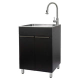 Presenza 24 in. Stainless Steel Drop-In Sink and Cabinet with Black Faucet