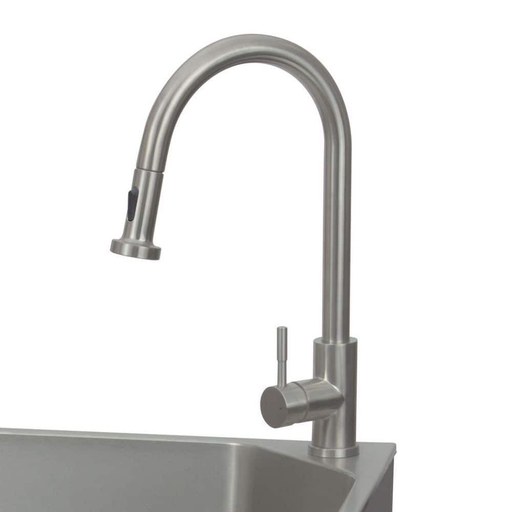 Presenza 24 in. Stainless Steel Drop-In Sink and Cabinet with Black Faucet