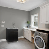 Presenza 24 in. Stainless Steel Drop-In Sink and Cabinet with Black Faucet