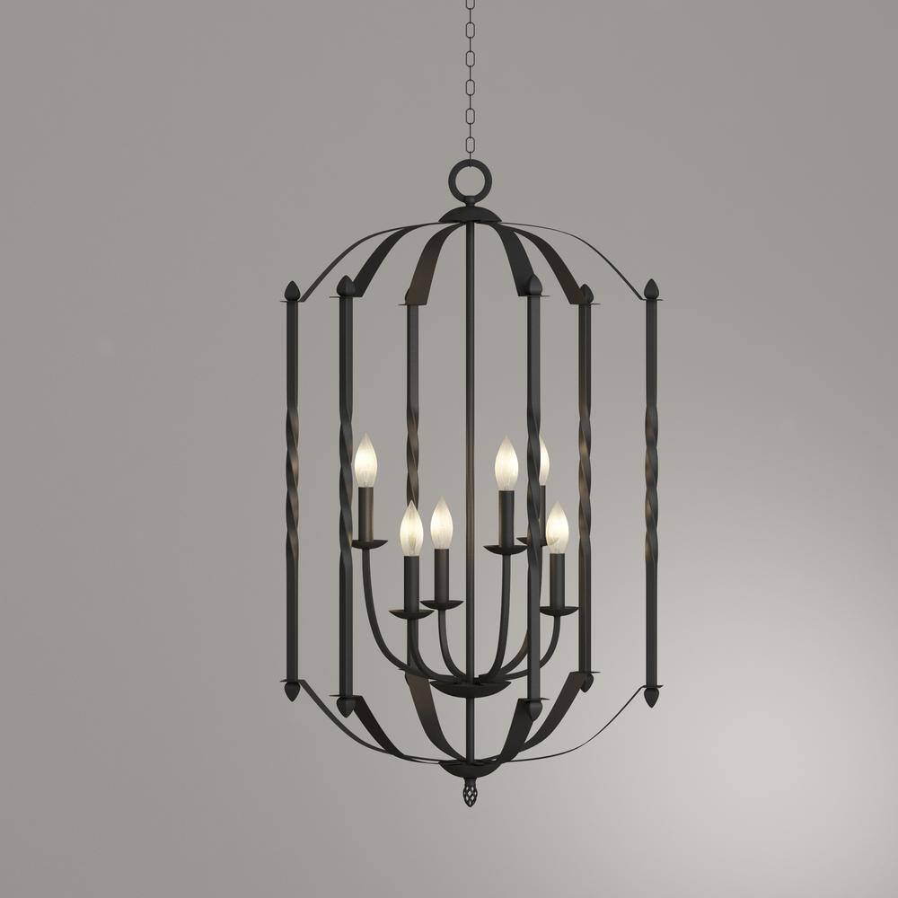Progress Lighting Greyson Collection 6-Light Black Chandelier