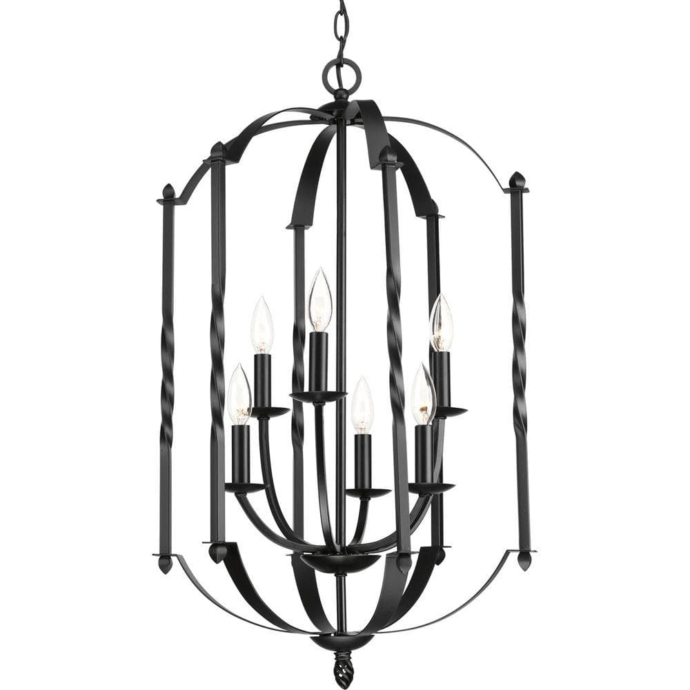 Progress Lighting Greyson Collection 6-Light Black Chandelier