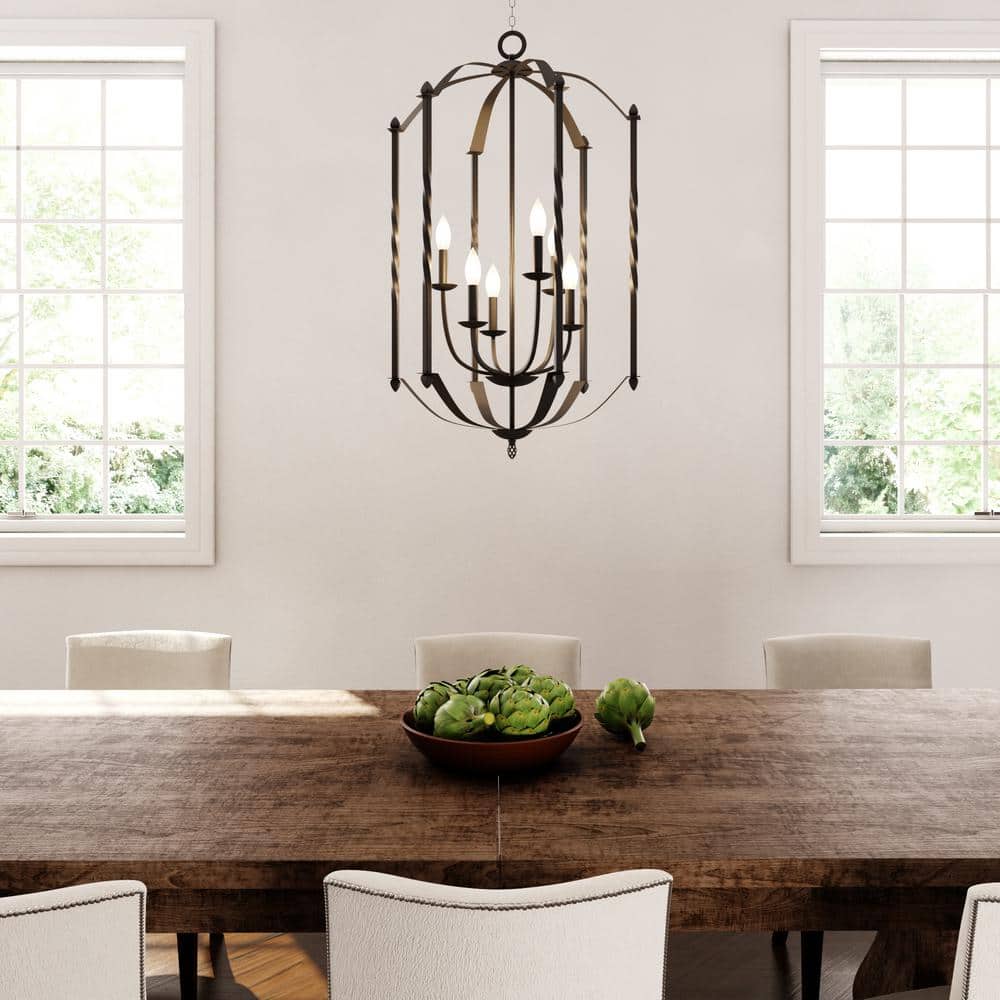 Progress Lighting Greyson Collection 6-Light Black Chandelier