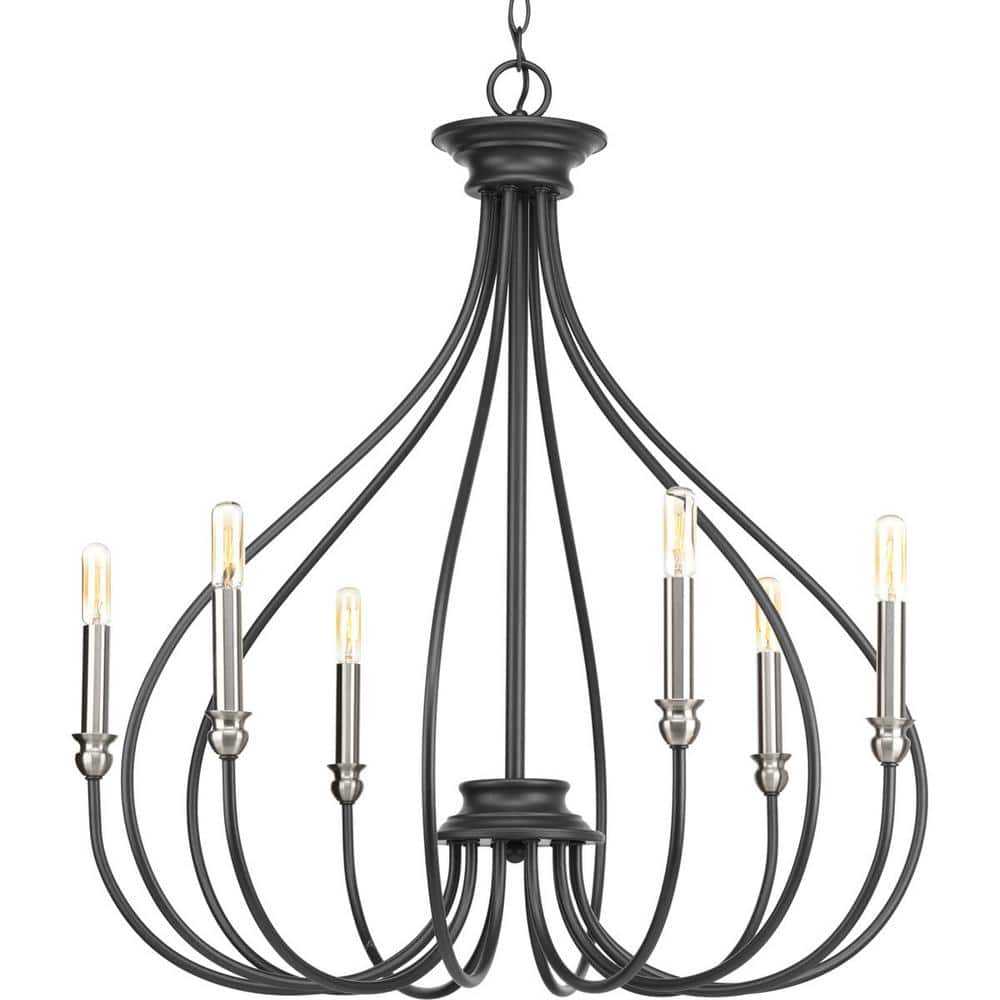 Progress Lighting Whisp Collection 6-Light Graphite Farmhouse Chandelier Light