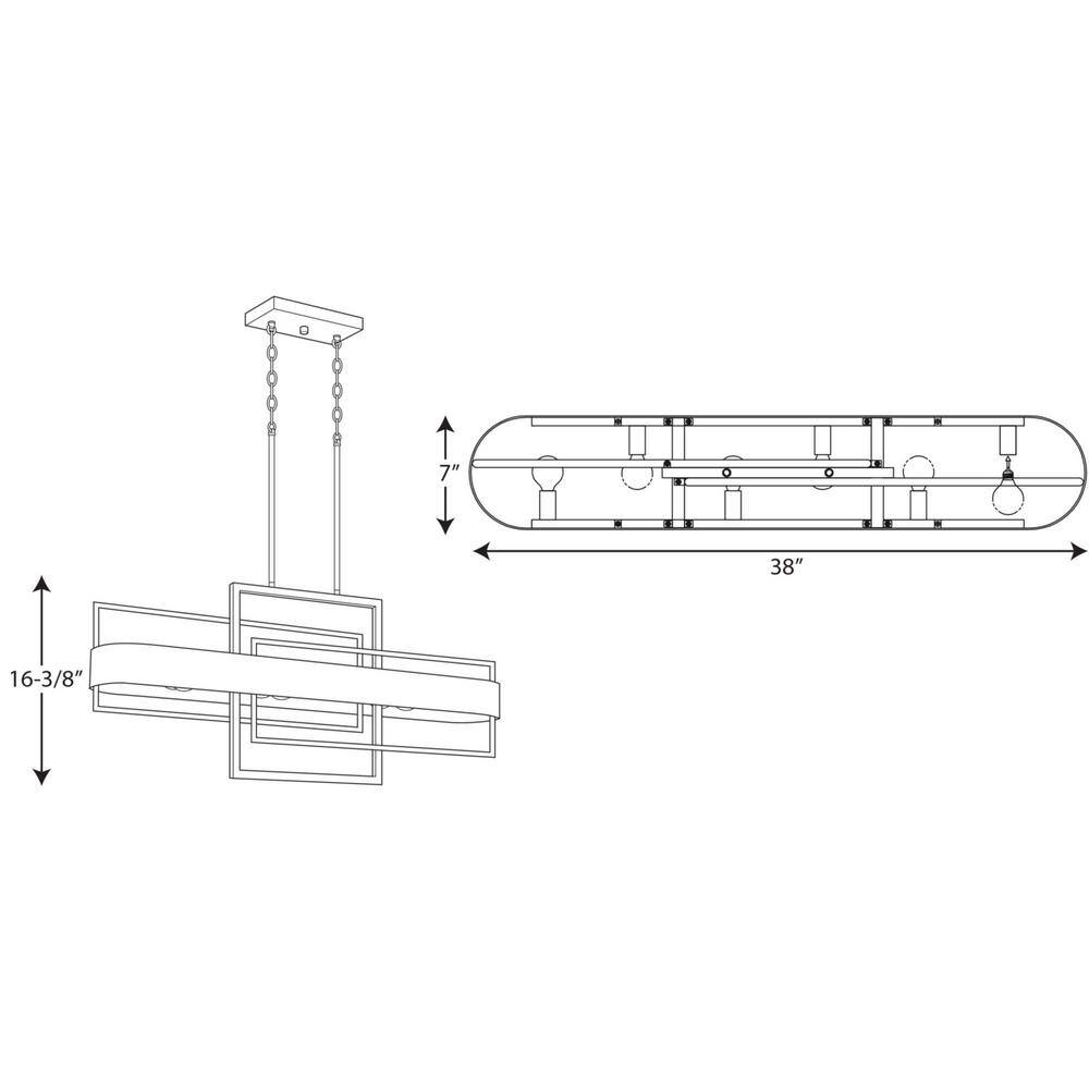 Progress Lighting Adagio Collection 6-Light Matte Black Luxe Chandelier Light