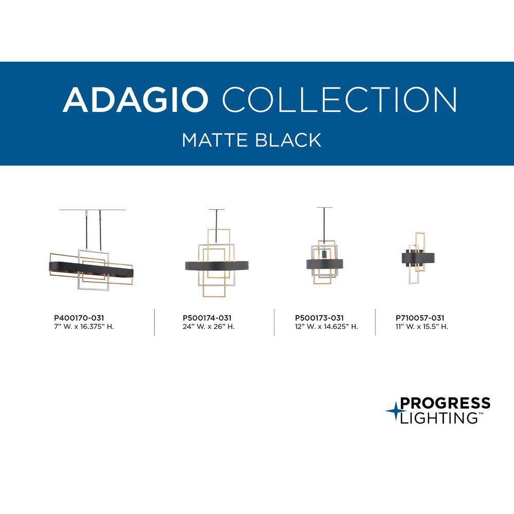 Progress Lighting Adagio Collection 6-Light Matte Black Luxe Chandelier Light
