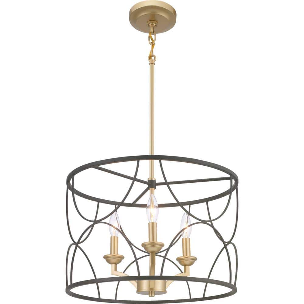 Progress Lighting Landree Collection 3-Light Matte Black Luxe Chandelier Light