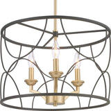 Progress Lighting Landree Collection 3-Light Matte Black Luxe Chandelier Light