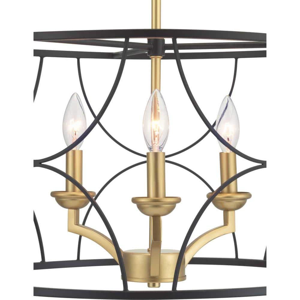 Progress Lighting Landree Collection 3-Light Matte Black Luxe Chandelier Light