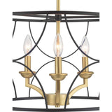 Progress Lighting Landree Collection 3-Light Matte Black Luxe Chandelier Light