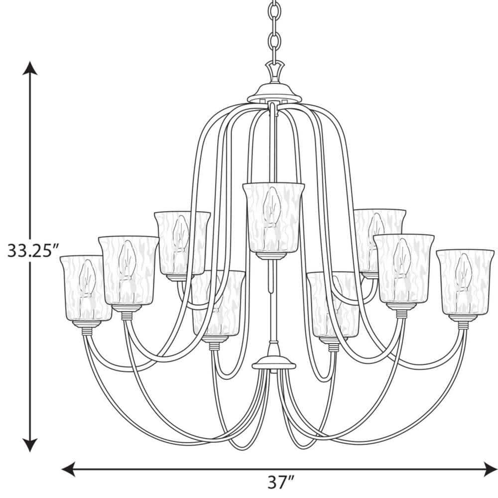 Progress Lighting Bowman Collection 9-Light Matte Black Clear Chiseled Glass Coastal Chandelier Light