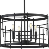 Progress Lighting Torres Collection 4-Light Textured Black Modern Chandelier Light