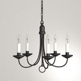 Progress Lighting Five-Light Textured Black White Candles Traditional Chandelier Light