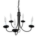 Progress Lighting Five-Light Textured Black White Candles Traditional Chandelier Light