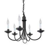 Progress Lighting Five-Light Textured Black White Candles Traditional Chandelier Light