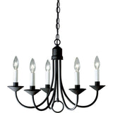 Progress Lighting Five-Light Textured Black White Candles Traditional Chandelier Light