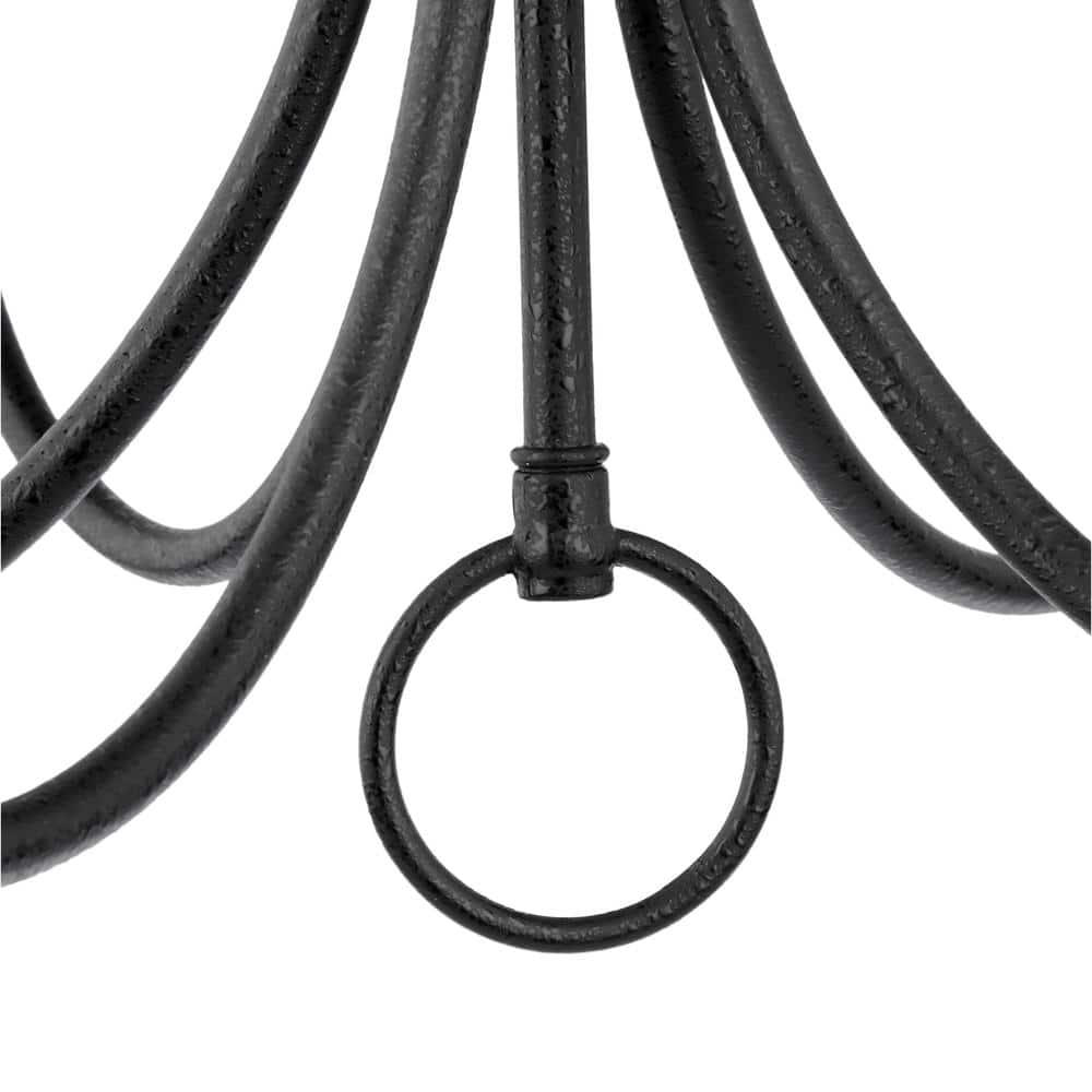 Progress Lighting Five-Light Textured Black White Candles Traditional Chandelier Light