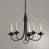 Progress Lighting Five-Light Textured Black White Candles Traditional Chandelier Light