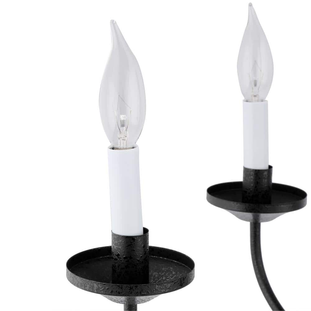 Progress Lighting Five-Light Textured Black White Candles Traditional Chandelier Light