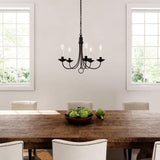 Progress Lighting Five-Light Textured Black White Candles Traditional Chandelier Light