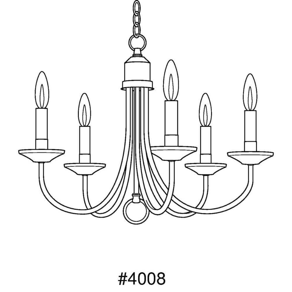 Progress Lighting Five-Light Textured Black White Candles Traditional Chandelier Light