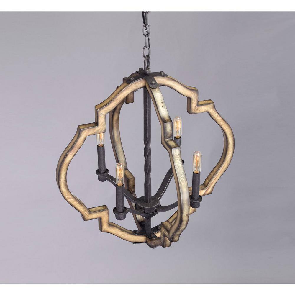 Progress Lighting Spicewood Collection 4-Light Gilded Iron Farmhouse Chandelier Light