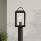 Progress Lighting Grandbury Line Voltage 1-Light Textured Black 4 in. x 4 in. Outdoor Deck Post Lantern
