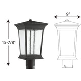 Progress Lighting Arrive Collection 1-Light Textured Black LED Outdoor Post Lantern, 9 in. x 15-7/8 in.